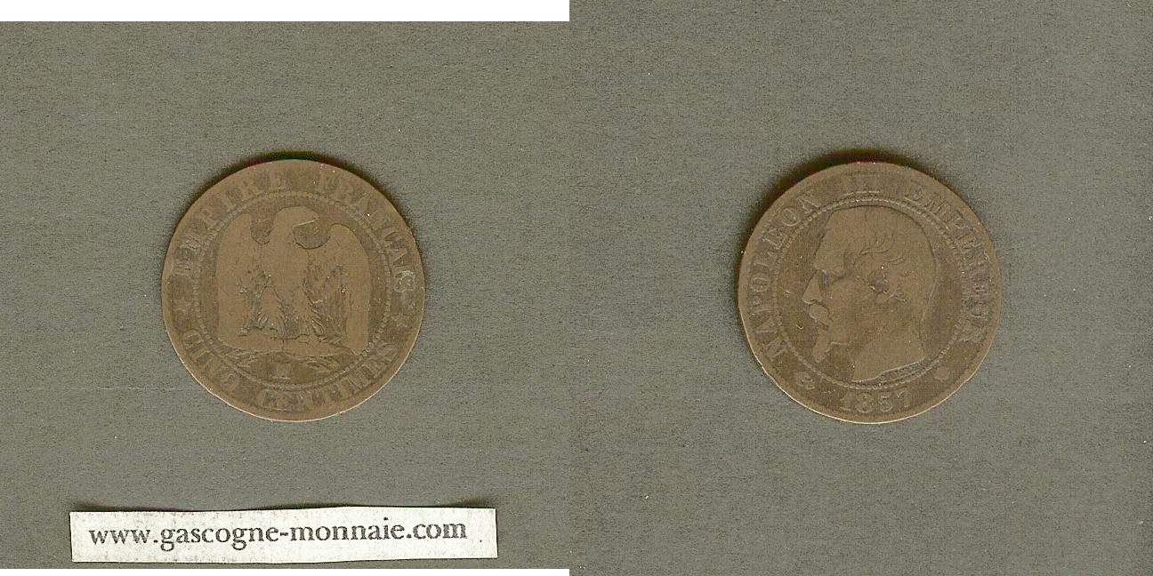 5 centimes Napoleon III 1857MA F/aF